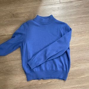 Vintage Blue Knit Mock Neck Sweatsr
